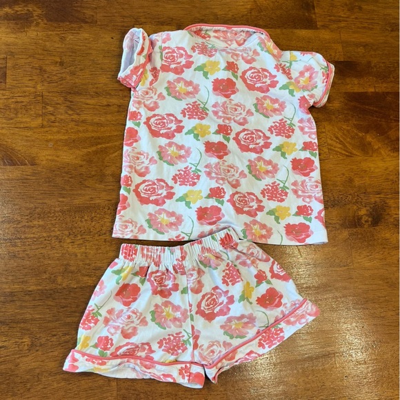 Sage & Lilly girls orange pink floral two piece button up pajamas size 2T - Picture 5 of 5